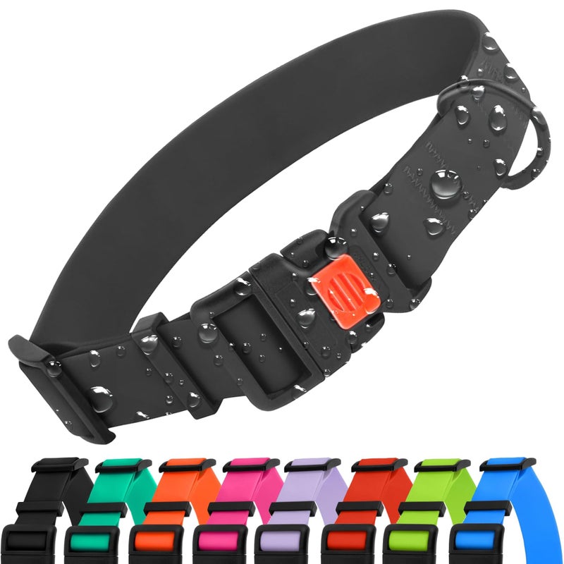 CollarDirect Waterproof Dog Collar - Silicone, Plastic Collar, Odor-Resistant, Easy to Clean, for Large, Medium, Small Dogs - Adjustable Collar with Breakaway Buckle (Neck Fit 14"-18", Black) - Image 1
